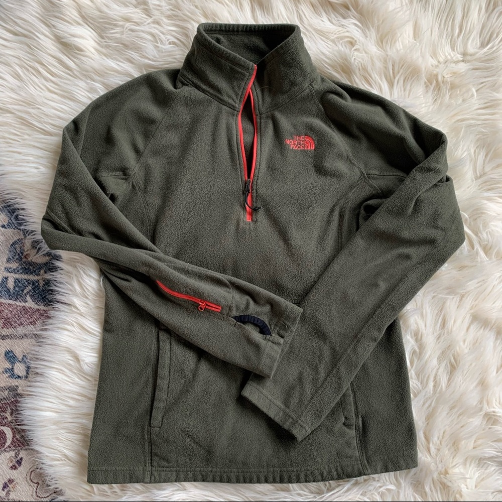 ✨The North Face✨Army Green Pull over Fleece